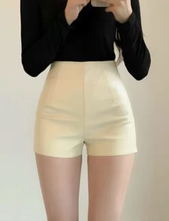 Black Sexy Synthetic Leather Shorts | Liz - IVE -Amped Apparel Liz IVE Black Sexy Synthetic Leather Shorts 3 600x782 1