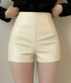 Black Sexy Synthetic Leather Shorts | Liz - IVE -Amped Apparel Liz IVE Black Sexy Synthetic Leather Shorts 4 600x705 1