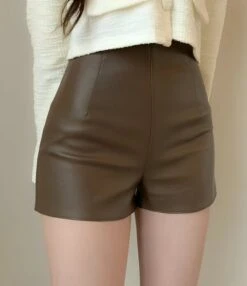 Black Sexy Synthetic Leather Shorts | Liz - IVE -Amped Apparel Liz IVE Black Sexy Synthetic Leather Shorts 7 600x695 1