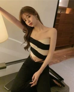 Amped Apparel 8 Amped Apparel -Amped Apparel Liz IVE White Stripe Tube Crop Top 4 600x745 1