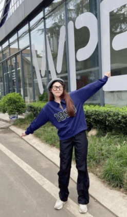 Blue 1990 Zip Collared Sweatshirt | MJ - Astro -Amped Apparel MJ Astro Blue 1990 Zip Polo Sweater 4