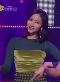 Green Velvet Sling Top | Mina - Twice -Amped Apparel Mina Twice Green Velvet Sling Top 2