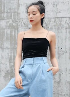 Green Velvet Sling Top | Mina - Twice -Amped Apparel Mina Twice Green Velvet Sling Top 3 magic