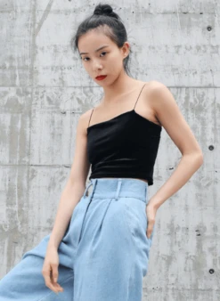 Green Velvet Sling Top | Mina - Twice -Amped Apparel Mina Twice Green Velvet Sling Top 4 magic