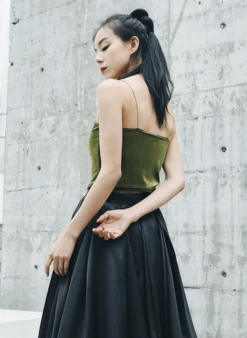 Green Velvet Sling Top | Mina - Twice -Amped Apparel Mina Twice Green Velvet Sling Top 9