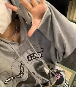 Grey Collage Printed Hoodie | Mingi - ATEEZ -Amped Apparel Mingi ATEEZ Grey Collage Printed Hoodie 3 600x692 1