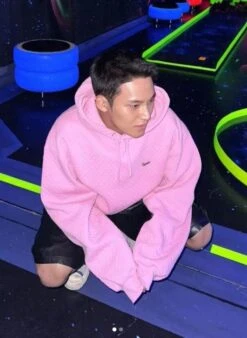 Pink Quilted Texture Hoodie | Mingyu - Seventeen -Amped Apparel Mingyu Seventeen Pink Quilted Texture Hoodie 1 600x820 1