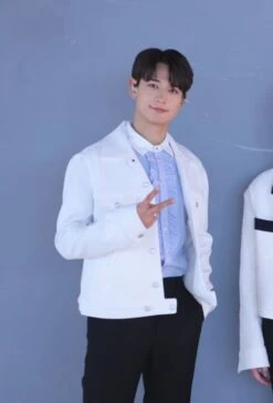 Blue Ruffled Placket Striped Shirt | Minho - SHINee -Amped Apparel Minho SHINee Blue Ruffled Placket Striped Shirt 1