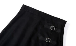 Black Buckled High Slit Skirt | Minnie - (G)I-DLE -Amped Apparel Minnie Black Buckled High Slit Skirt 6 600x365 1