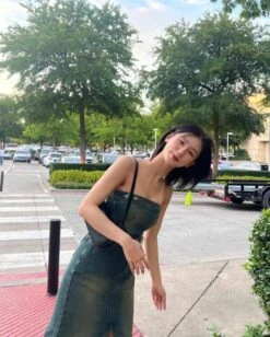 Dark Blue Denim Midi Skirt | Miyeon - (G)I-DLE -Amped Apparel Miyeon GI DLE Dark Blue Denim Midi Skirt 1 600x749 1