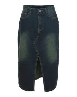 Dark Blue Denim Midi Skirt | Miyeon - (G)I-DLE -Amped Apparel Miyeon GI DLE Dark Blue Denim Midi Skirt 10 600x750 1