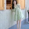 Green Butterfly Bow Dress | Miyeon - (G)I-DLE -Amped Apparel Miyeon GI DLE Green Butterfly Bow Dress 10 600x837 1