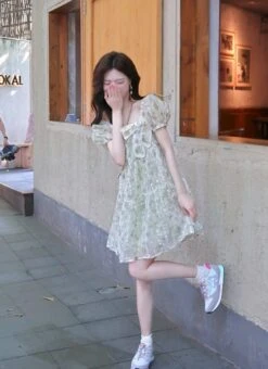 Green Butterfly Bow Dress | Miyeon - (G)I-DLE -Amped Apparel Miyeon GI DLE Green Butterfly Bow Dress 5 600x825 1