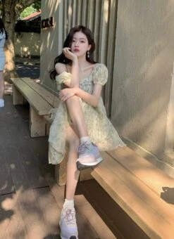 Green Butterfly Bow Dress | Miyeon - (G)I-DLE -Amped Apparel Miyeon GI DLE Green Butterfly Bow Dress 8 600x825 1