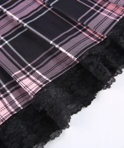 Pink Plaid Lace Skirt | Miyeon - (G)I-DLE -Amped Apparel Miyeon GI DLE Pink Plaid Lace Skirt 15 600x711 1
