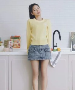 Vintage Blue Front Pocket Denim Skirt | Miyeon - (G)I-DLE -Amped Apparel Miyeon GI DLE Vintage Blue Front Pocket Denim Skirt 1 600x724 1