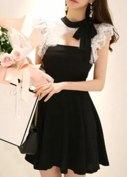 Black Lace Designed Chest Dress | Momo - Twice -Amped Apparel Momo Lace Designed Chest Black Dress 5 e1643624465717 600x840 1