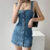 Blue Denim Suspender Dress | Momo - Twice -Amped Apparel Momo Twice Blue Denim Suspender Dress 6 600x708 1