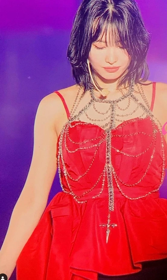 Red Asymmetric Hem Bustier Top | Momo - Twice 14 Red Asymmetric Hem Bustier Top | Momo - Twice - Image 12