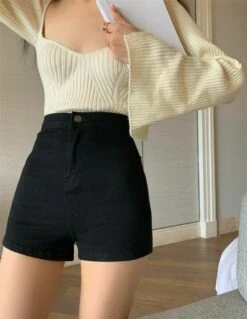 Red High Waist Shorts | Momo - Twice -Amped Apparel Momo Twice Red High Waist Shorts 9 600x775 1