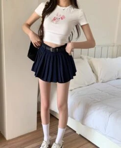 Navy Blue Protruding Pleated Skorts | Hanni - NewJeans -Amped Apparel Navy Blue Protruding Pleated Skorts Hanni NewJeans 11 600x731 1