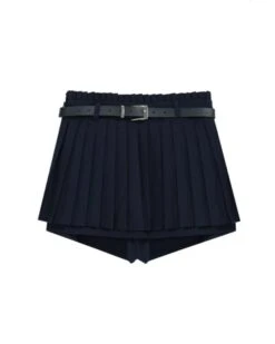 Navy Blue Protruding Pleated Skorts | Hanni - NewJeans -Amped Apparel Navy Blue Protruding Pleated Skorts Hanni NewJeans 15 600x750 1