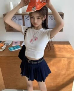 Navy Blue Protruding Pleated Skorts | Hanni - NewJeans -Amped Apparel Navy Blue Protruding Pleated Skorts Hanni NewJeans 6 600x730 1