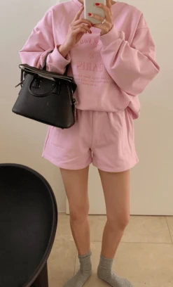 Yellow Letter Embroidered Shorts | Ningning - Aespa -Amped Apparel Ningning Aespa Yellow Letter Embroidered Shorts 6