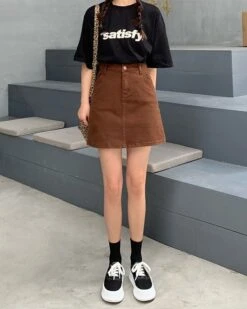 Brown A-Line Skirt | Ningning - Aespa -Amped Apparel Ningning – Aespa Brown A Line Skirt 4