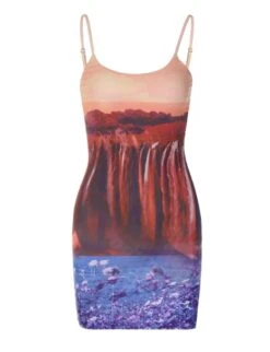 Orange Floral Scene Sling Dress | Seulgi - Red Velvet