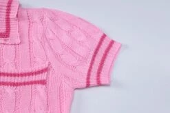 Pink Knitted Button-Down Cropped Polo | Liz - IVE -Amped Apparel Pink Knitted Button Down Cropped Polo Liz IVE 5 600x399 1