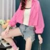 Pink Oversized Cropped Shirt | Yuqi - (G)I-DLE -Amped Apparel Pink Oversized Cropped Shirt Yuqi GI DLE 2