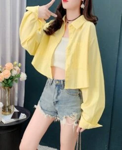Pink Oversized Cropped Shirt | Yuqi - (G)I-DLE 26 Pink Oversized Cropped Shirt | Yuqi - (G)I-DLE -Amped Apparel Pink Oversized Cropped Shirt Yuqi GI DLE yellow 6