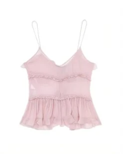 Pink Ruffled See-Through Sling Top | Lily - NMIXX 10 Pink Ruffled See-Through Sling Top | Lily - NMIXX -Amped Apparel Pink Ruffled See Through Sling Top Lily NMIXX 3 600x750 1