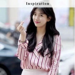 Pink Striped Shirt | Suzy 9 Pink Striped Shirt | Suzy -Amped Apparel Pink Striped Blouse Bae Suzy Inspired Outfit 600x600 1