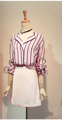 Pink Striped Shirt | Suzy 10 Pink Striped Shirt | Suzy -Amped Apparel Pink Striped Blouse Suzy Inspired Outfit 1 600x1144 1