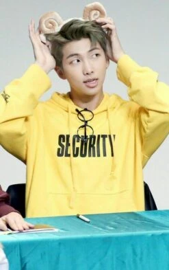 Yellow Security Hoodie | RM - BTS -Amped Apparel RM Yellow Security Sweater 3 e1643806710447