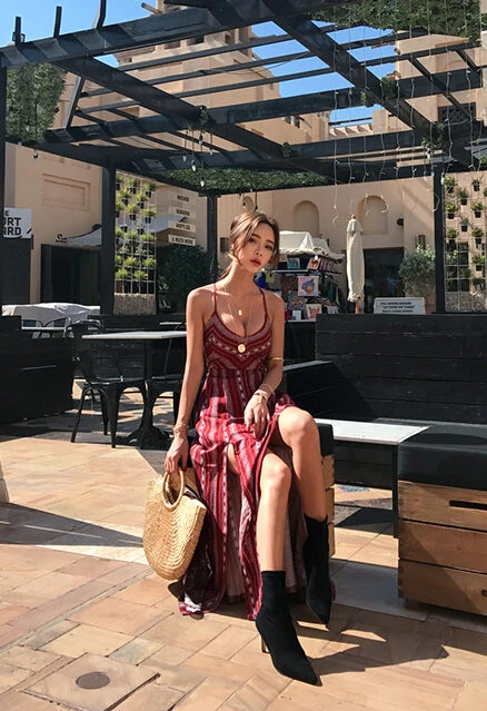 Red Ethnic Backless Maxi Dress | IU 7 Red Ethnic Backless Maxi Dress | IU - Image 5