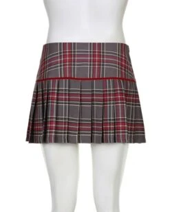 Red Plaid Mini Bow Pleated Skirt | Haerin - NewJeans -Amped Apparel Red Plaid Mini Bow Pleated Skirt Haerin NewJeans 1 600x750 1