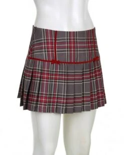 Red Plaid Mini Bow Pleated Skirt | Haerin - NewJeans -Amped Apparel Red Plaid Mini Bow Pleated Skirt Haerin NewJeans 3 600x750 1