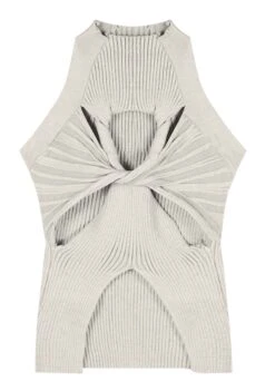 Beige Hollowed Twist Tank Top | Rose - BlackPink -Amped Apparel Rose BlackPink Beige Hollowed Twist Tank Top 11