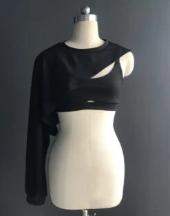 Black Half-Cut Sweatshirt | Rose - BlackPink -Amped Apparel Rose BlackPink Black Half Cut Sweatshirt 5 600x763 1