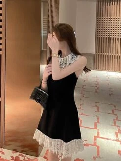 Black Lace-Trimmed Dress | Rose - BlackPink -Amped Apparel Rose BlackPink Black Lace Trimmed Dress 5