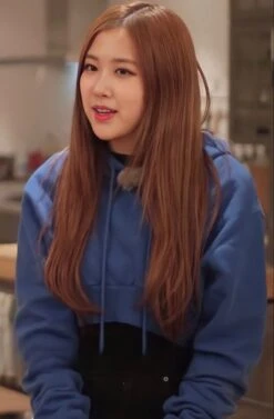 Blue Cropped Drawstring Hoodie | Rose - BlackPink -Amped Apparel Rose BlackPink Blue Cropped Drawstring Hoodie 1