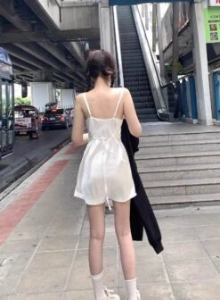 White Draped Silk Dress | Rose - BlackPink -Amped Apparel Rose BlackPink White Draped Silk Dress 7