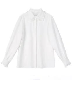 White Lace-Trimmed Blouse | Rose - BlackPink -Amped Apparel Rose BlackPink White Lace Trimmed Blouse 1 600x721 1