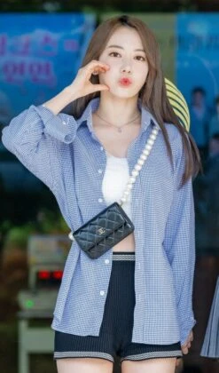 Blue Button Down Long Sleeve Plaid Shirt | Sakura - Le Sserafim 14 Blue Button Down Long Sleeve Plaid Shirt | Sakura - Le Sserafim -Amped Apparel Sakura Le Sserafim Blue Button Down Long Sleeve Plaid Shirt 1 600x1020 1