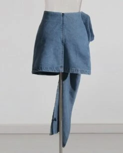 Blue Flower Embellished Denim Skirt | Sana - Twice -Amped Apparel Sana Twice Blue Flower Embellished Denim Skirt 4 600x750 1