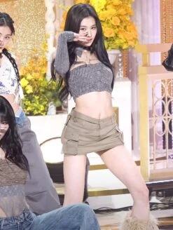 Grey Collared Top With Arm Sleeves | Sana - Twice -Amped Apparel Sana Twice Grey Collared Top With Arm Sleeves 1