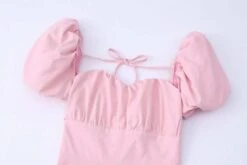 Pink Puff Sleeve Dress | Seohyun - Girls Generation -Amped Apparel Seohyun Girls Generation Pink Puff Sleeve Dress 4 600x400 1